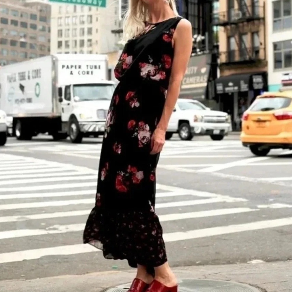 NWT! Chico’s Floral Blouson Flowy Maxi Length Dress